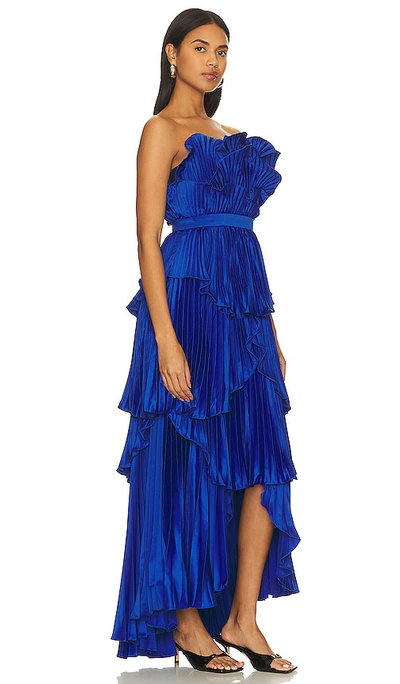 Shop Amur Judah Scallop Pleated Dress In Royal