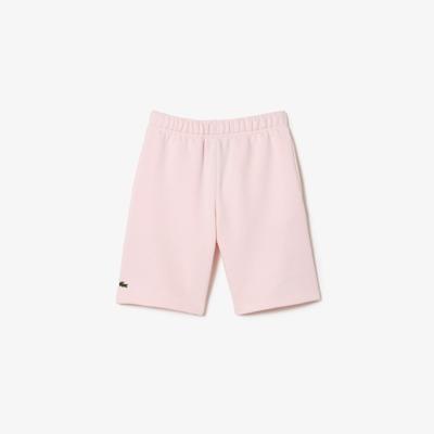 Shop Lacoste Kids' Organic Brushed Cotton Fleece Shorts - 5 Years In Pink