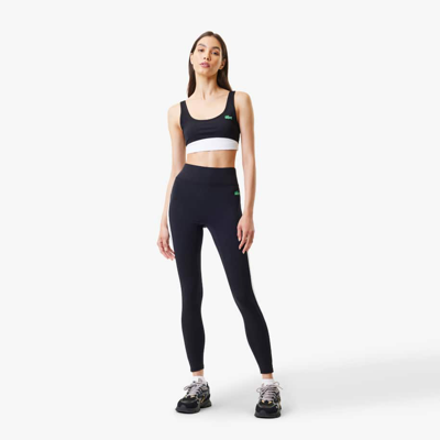 Shop Lacoste Women's  X Bandier All Motion Colorblock Sports Bra In Black
