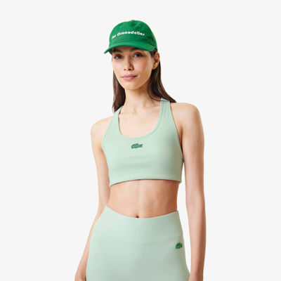 Shop Lacoste Women's  X Bandier Ribbed Sports Bra In Green