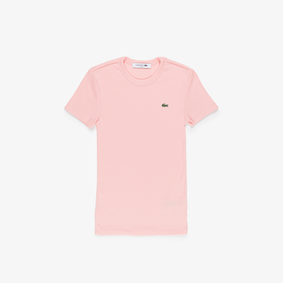 Shop Lacoste Women's Slim Fit Organic Cotton T-shirt - 34 In Pink