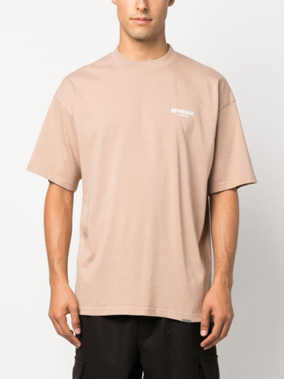 Represent Logo-print Cotton T-shirt In Brown