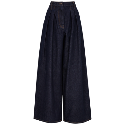 Dries Van Noten Dark Blue Denim Pamplona Wide-leg Jeans In Indigo