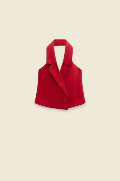 Shop Dorothee Schumacher Halterneck Waistcoat In Red