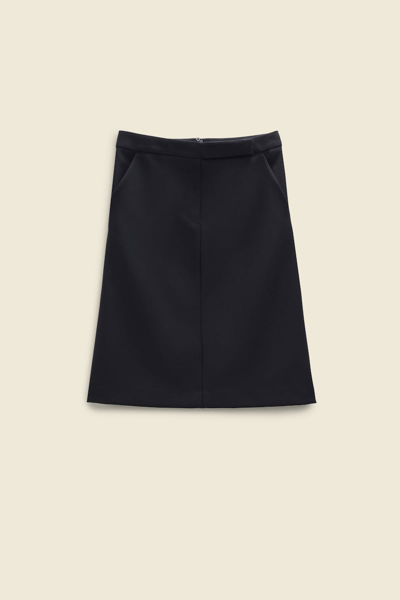 Shop Dorothee Schumacher Skirt With Mock Zipper Trim In Black