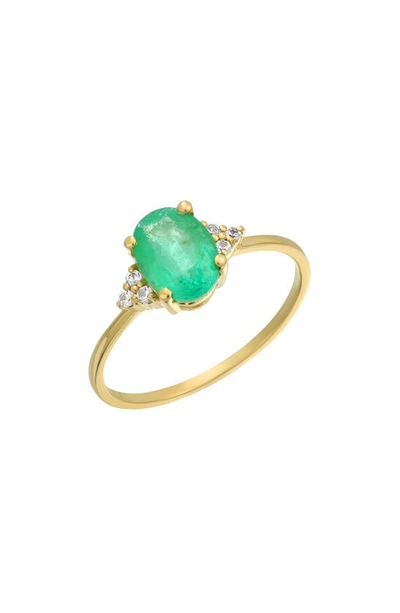 Shop Bony Levy Emerald & Diamond Ring In 18k Yellow Gold