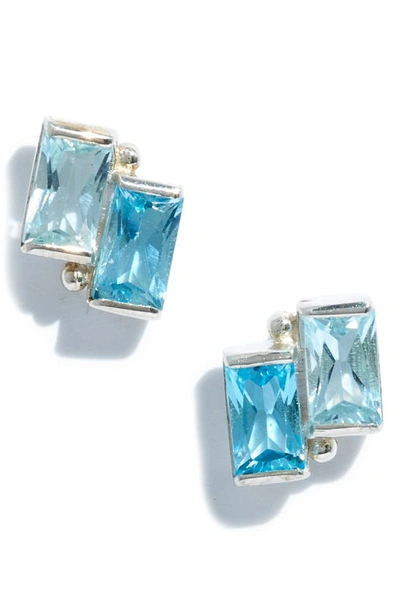 Anzie Classique Double Blue Topaz Stud Earrings