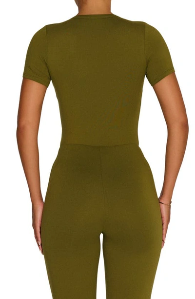 Shop N By Naked Wardrobe Bare Short Sleeve Crew Top In Olive