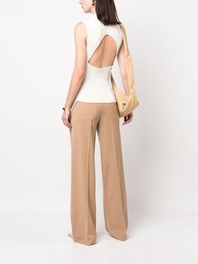 Shop Gauchère Open-back Ribbed Top In Neutrals