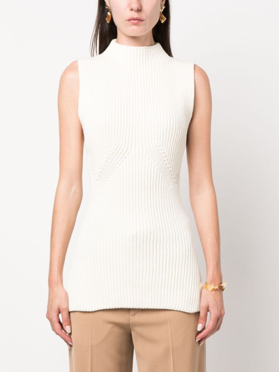 Shop Gauchère Open-back Ribbed Top In Neutrals