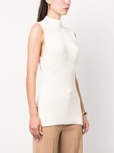 Shop Gauchère Open-back Ribbed Top In Neutrals