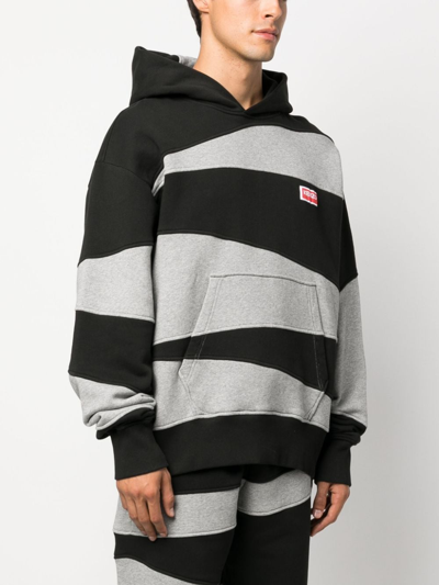 Shop Kenzo Panelled Cotton Hoodie In Black