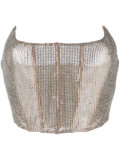 Shop Giuseppe Di Morabito Rhinestone-embellished Strapless Top In Silver