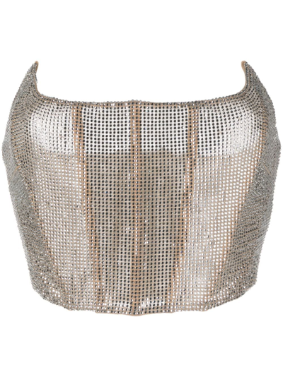 Giuseppe Di Morabito Rhinestone-embellished Strapless Top In Silver