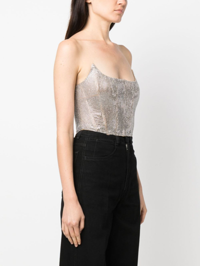 Shop Giuseppe Di Morabito Rhinestone-embellished Strapless Top In Silver