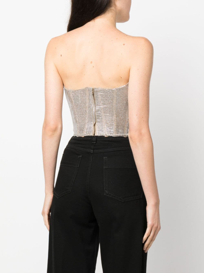 Shop Giuseppe Di Morabito Rhinestone-embellished Strapless Top In Silver