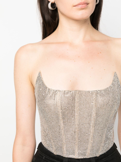 Shop Giuseppe Di Morabito Rhinestone-embellished Strapless Top In Silver