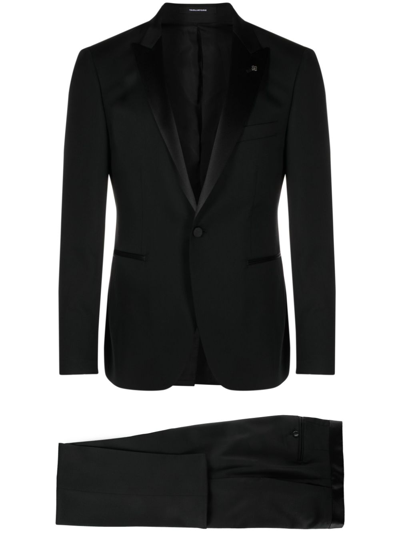 Shop Tagliatore Single-breasted Virgin-wool Suit In Black