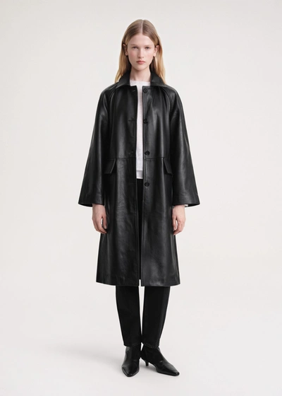 Shop Totême Raglan-sleeve Leather Coat Black