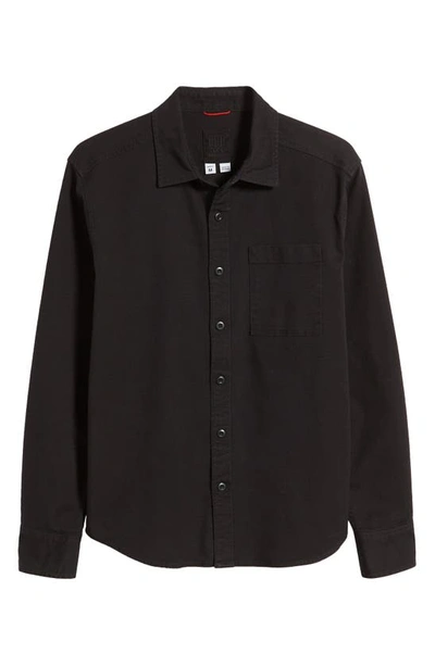 Shop Topo Designs Dirt Shirt Solid Stretch Organic Cotton Button-up Shirt In Black