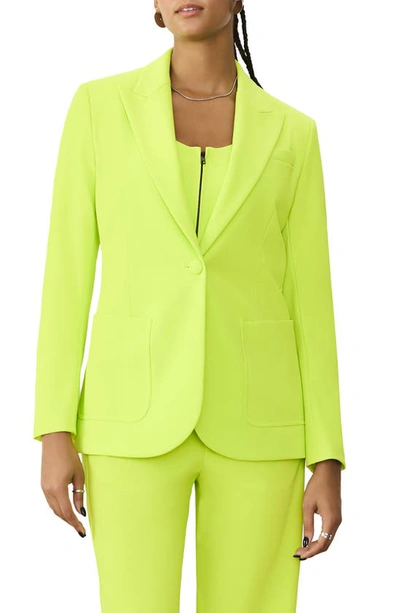 Shop Gstq Luxe One-button Blazer In Acid Lime