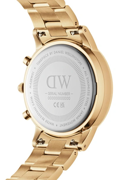 Shop Daniel Wellington Iconic Link Chronograph Bracelet Watch, 42mm In Gold