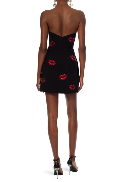 Helsi Robin Strapless Rhinestone Lips Mini Dress In Black