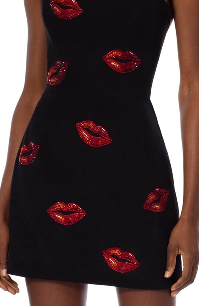 Helsi Robin Strapless Rhinestone Lips Mini Dress In Black