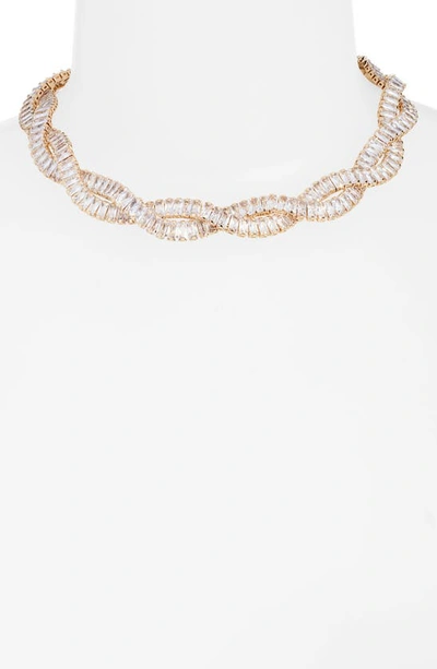 Shop Nordstrom Baguette Cubic Zirconia Twisted Collar Necklace In Clear- Gold