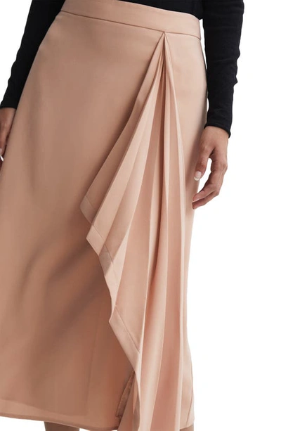 Shop Reiss Ash Ruffle Detail Midi Skirt In Camel