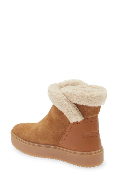 Shop See By Chloé Juliet Genuine Shearling Lined Bootie In Tan
