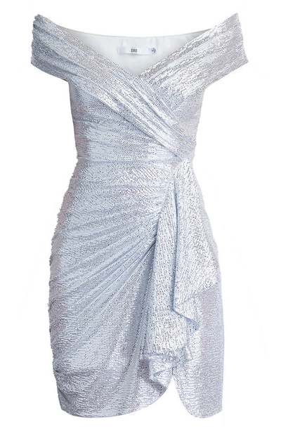 Shop Sho By Tadashi Shoji Sequin Ruffle Off The Shoulder Minidress In Platinum