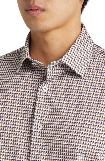 Shop Bugatchi James Ooohcotton® Houndstooth Button-up Shirt In Desert