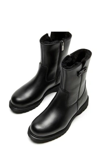 Shop La Canadienne Hunter Genuine Shearling Lined Wateproof Boot In Black Leather