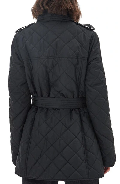 Shop Barbour Tummel Belted Quilted Jacket In Black/ Classic