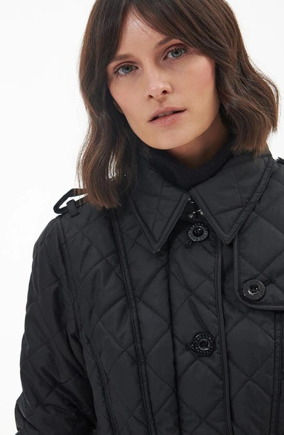 Shop Barbour Tummel Belted Quilted Jacket In Black/ Classic