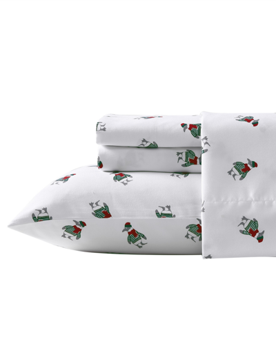 Nautica Closeout!  Printed Flannel 4-pc. Sheet Set, Queen In Penquin Toss