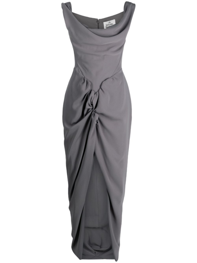 Shop Vivienne Westwood Grey Panther Draped Dress