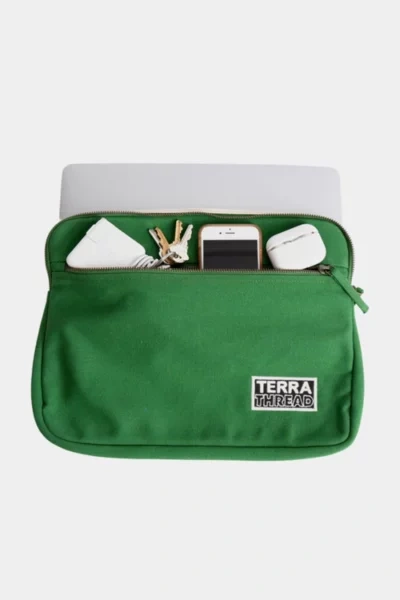 Shop Terra Thread 13" Organic Cotton Canvas Laptop Sleeve In Green At Urban Outfitters