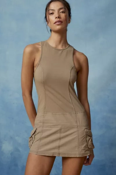 Shop Bdg Charlie Cargo Mini Dress In Brown, Women's At Urban Outfitters
