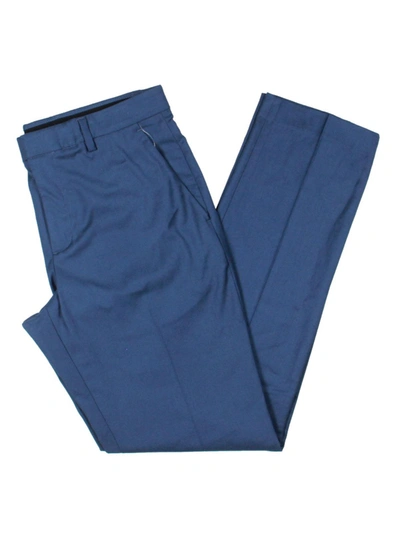Shop Perry Ellis Portfolio Mens Flat Front Slim Fit Dress Pants In Blue