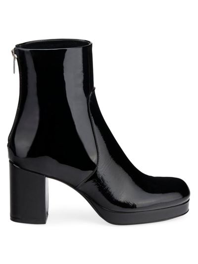 Shop Agl Attilio Giusti Leombruni Women's Betty 76mm Patent Leather Back-zip Ankle Boots In Black