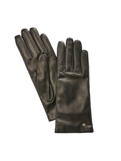 Shop Max Mara Women's Short Leather Gloves In Black