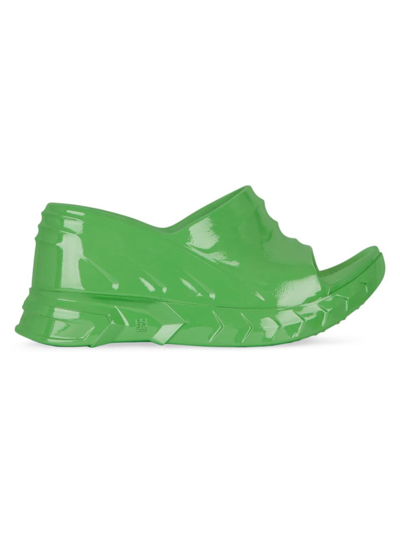 Shop Givenchy Women's Marshmallow Wedge Sandals In Rubber In Absynthe Green