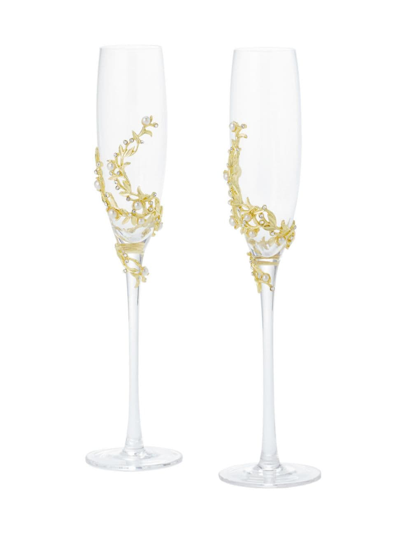 Shop Olivia Riegel Eleanor 2-piece Champagne Flutes Set In Gold