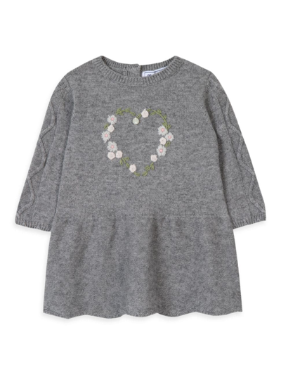 Shop Tartine Et Chocolat Baby Girl's & Little Girl's Floral Embroidery Sweater Dress In Grey