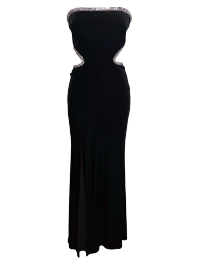 Shop Dress The Population Women's Ariana Strapless Off-the-shoulder Maxi Dress In Black Silver