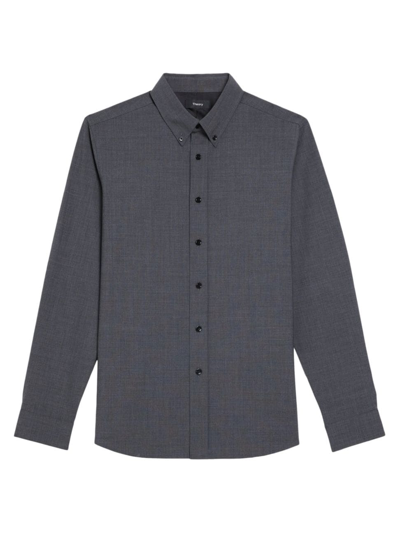 Shop Theory Men's Hugh Shirt In Medium Charcoal