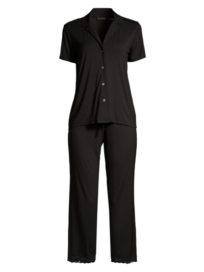 Shop Natori Women's Feathers Essentials Pajama Set In Black