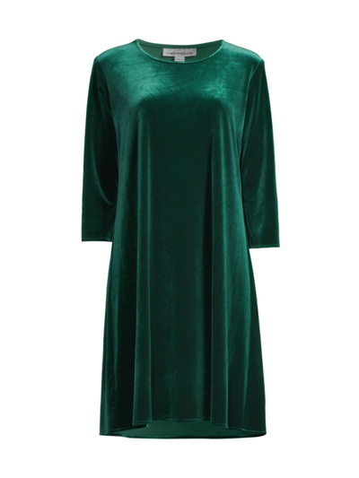 Shop Caroline Rose Women's Stretch Velvet A-line Dress In Emerald